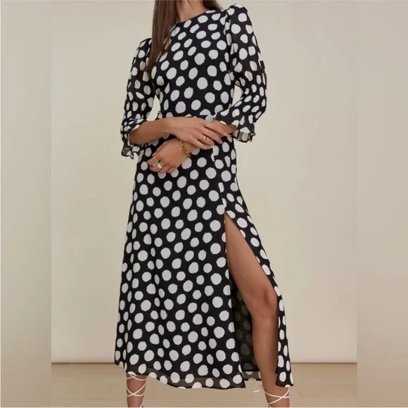 Reformation Carolena Luna Polka Dot Maxi Dress - Picture 1 of 14